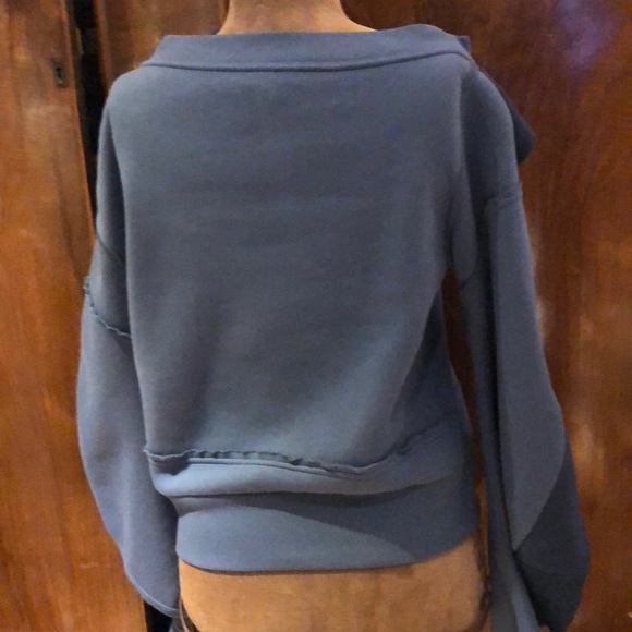 Burberry London Runway Sweatshirt asymmetrical off shoulder rare unique blue - Picture 4 of 14